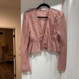 Floral Pink and Orange Blouse